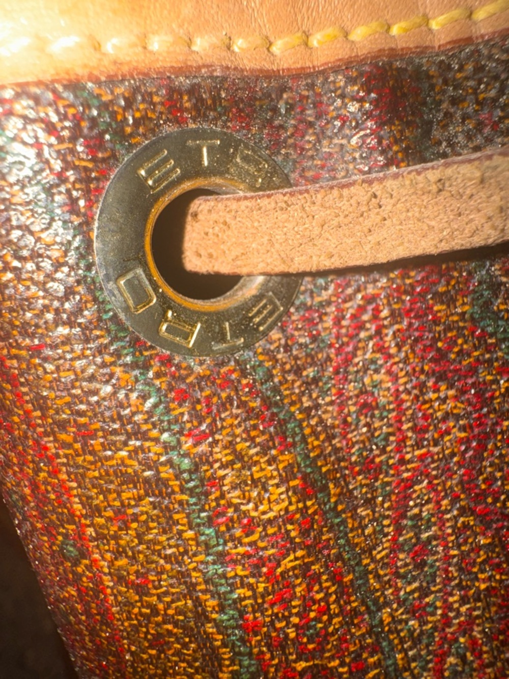 Etro Paisley Bucket Bag with Vachetta Leather Trim and Strap - Picture 5 of 6